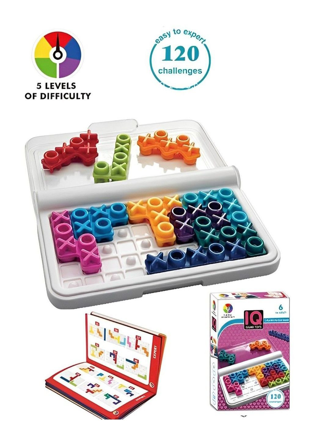 PIPALIYA Kids IQ Game Brain Teaser XOXO Puzzle Toys 120 Challenges With 5 Levels