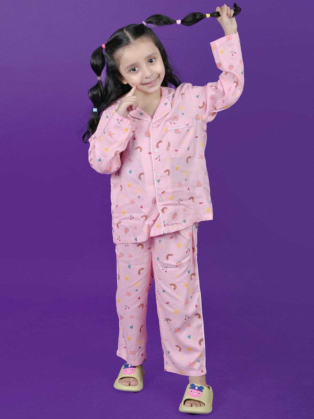 Nature Nook Girls Printed Pure Cotton Night Suits