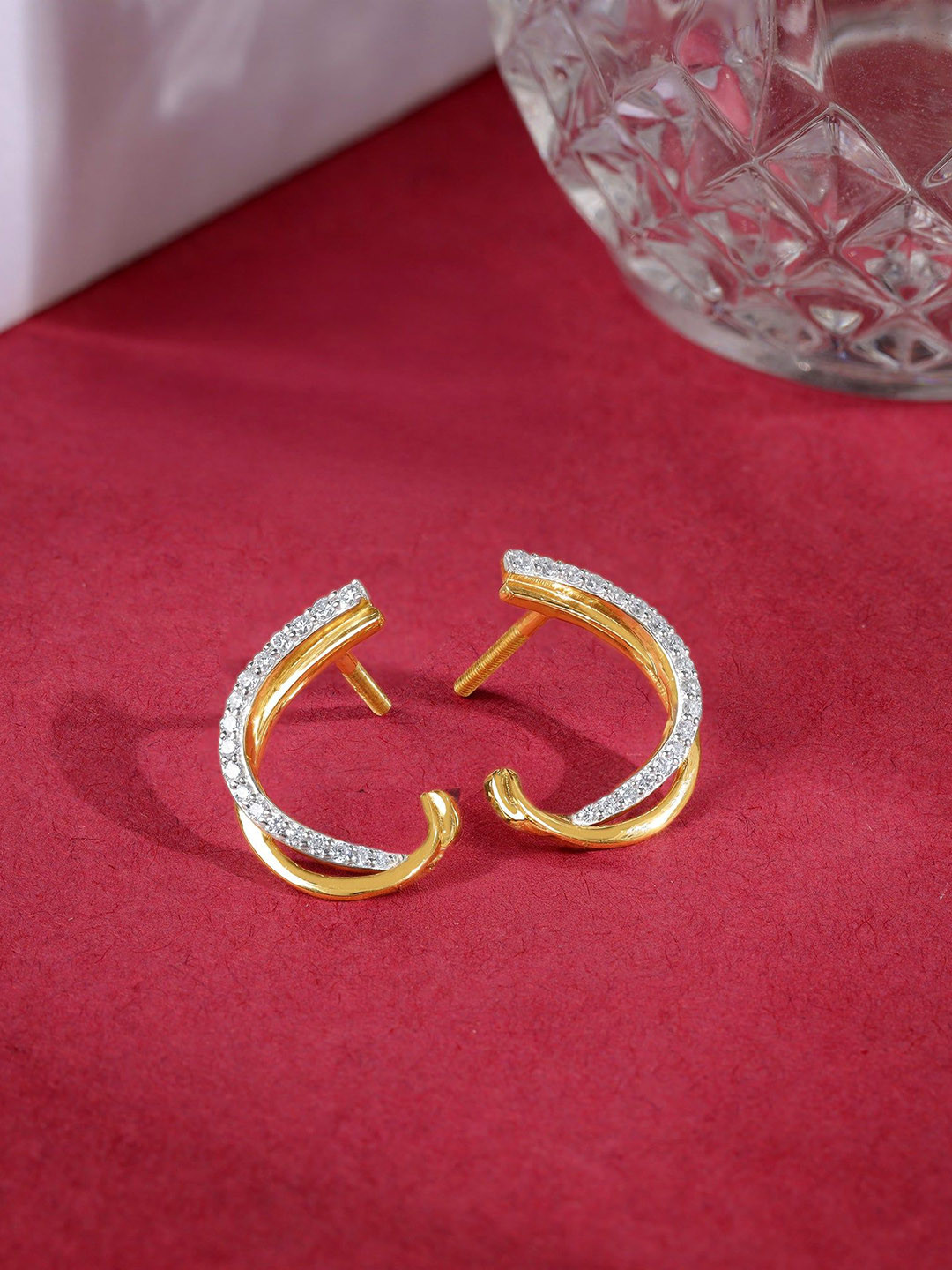 GIVA Women Yellow Gold Earrings Diamond-2.233 gms