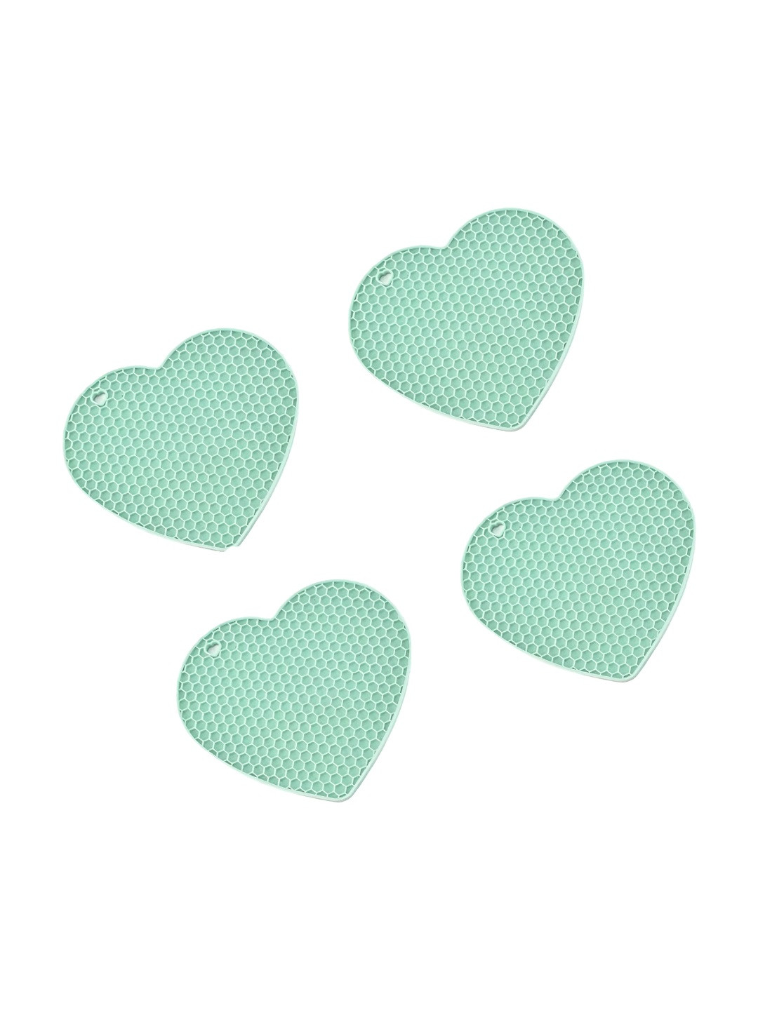 We3 Green 4 Pieces Silicone Trivet Mats
