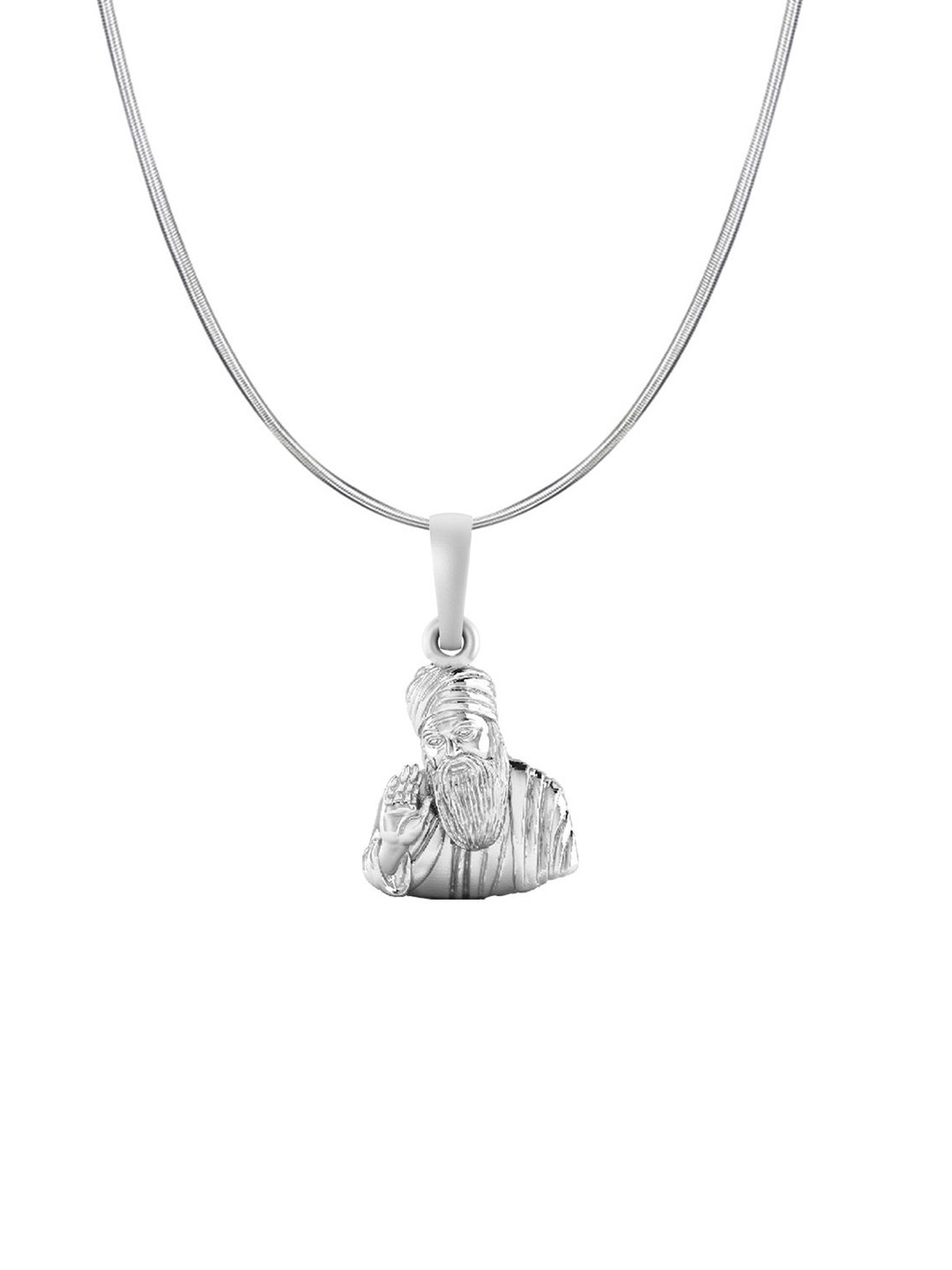 Metronaut Men 925 Sterling Silver Guru Nanak Pendant With Snake Chain