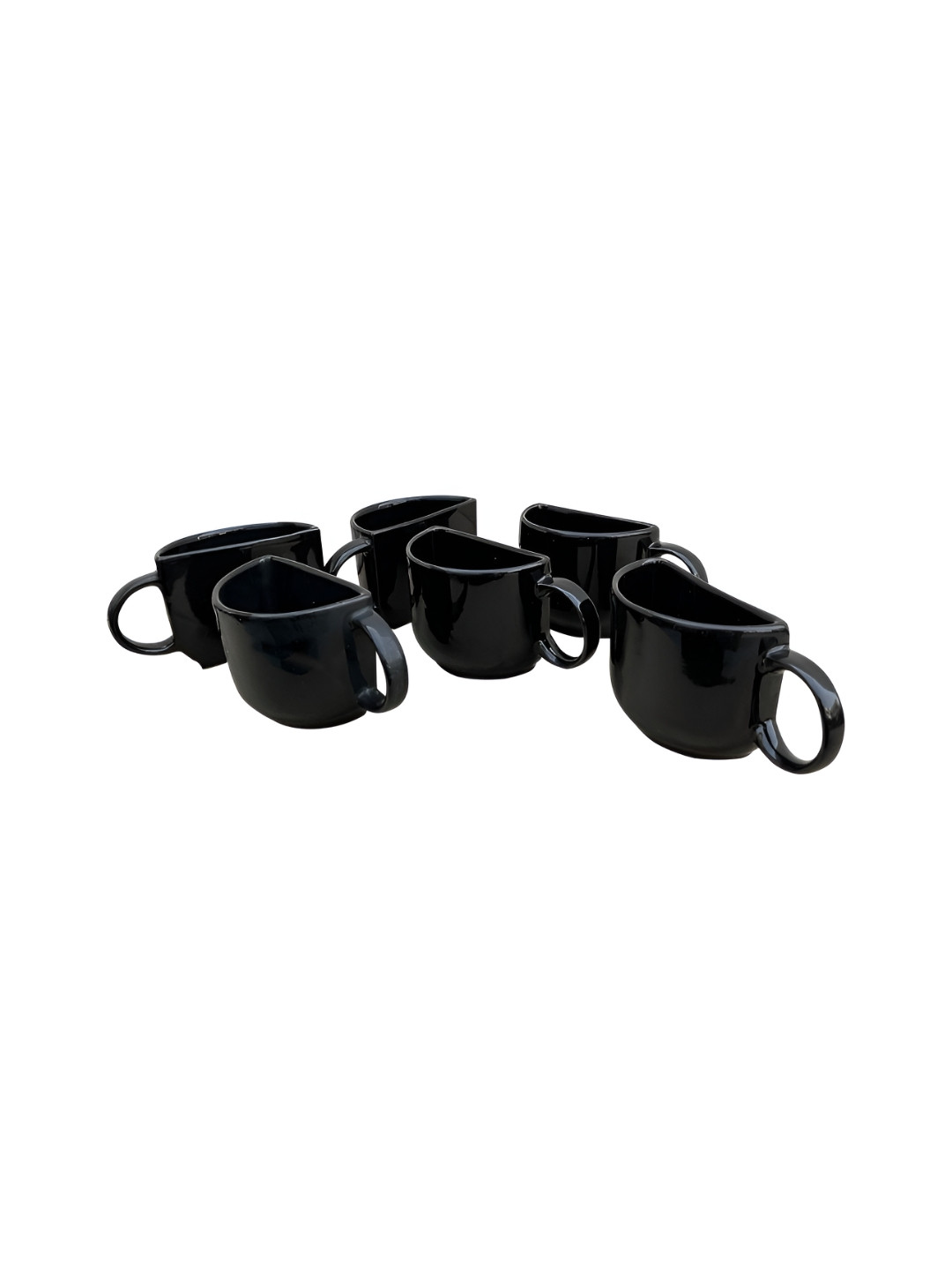 Divy Aarambh Stories Black Ceramic Microwave Safe 6 Piece Cups-100ml