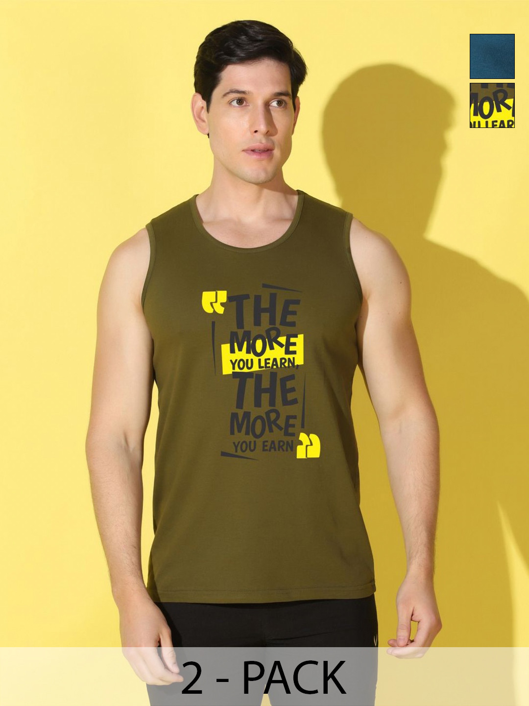 WOOSTRO Men Pack Of 2 Typograph Printed Slim Fit T-shirt