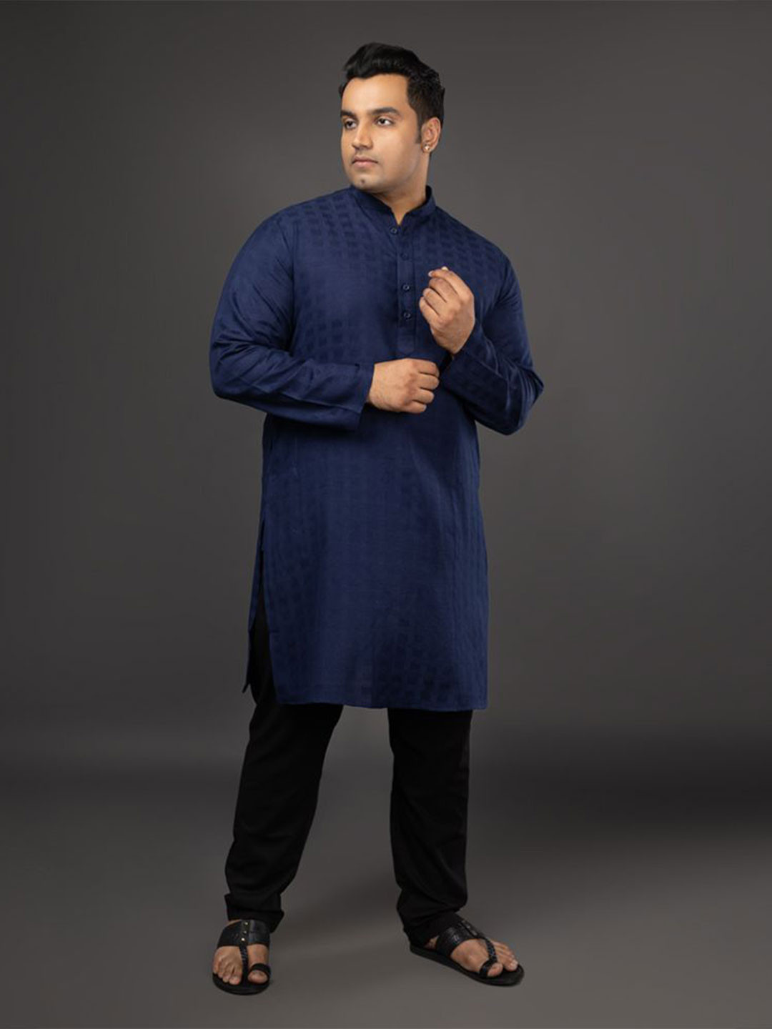 Sizeupp Men Checked Thread Work Festive Kurta