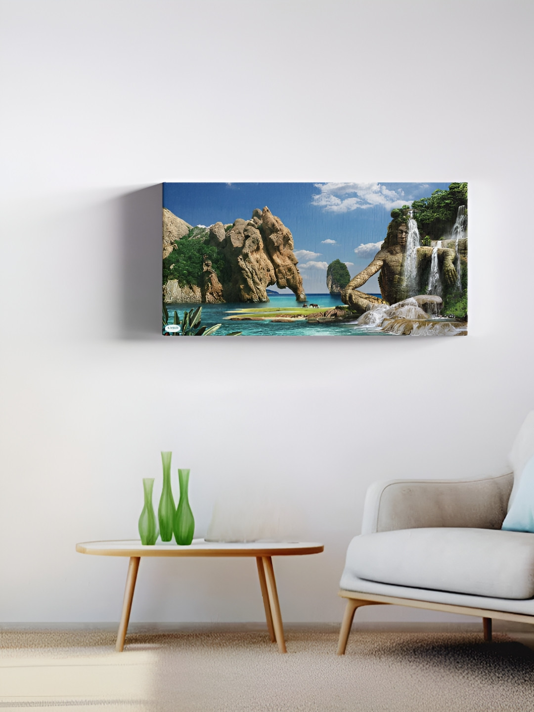 SIVOM Blue & Brown Natural Canvas Painting Wall Art