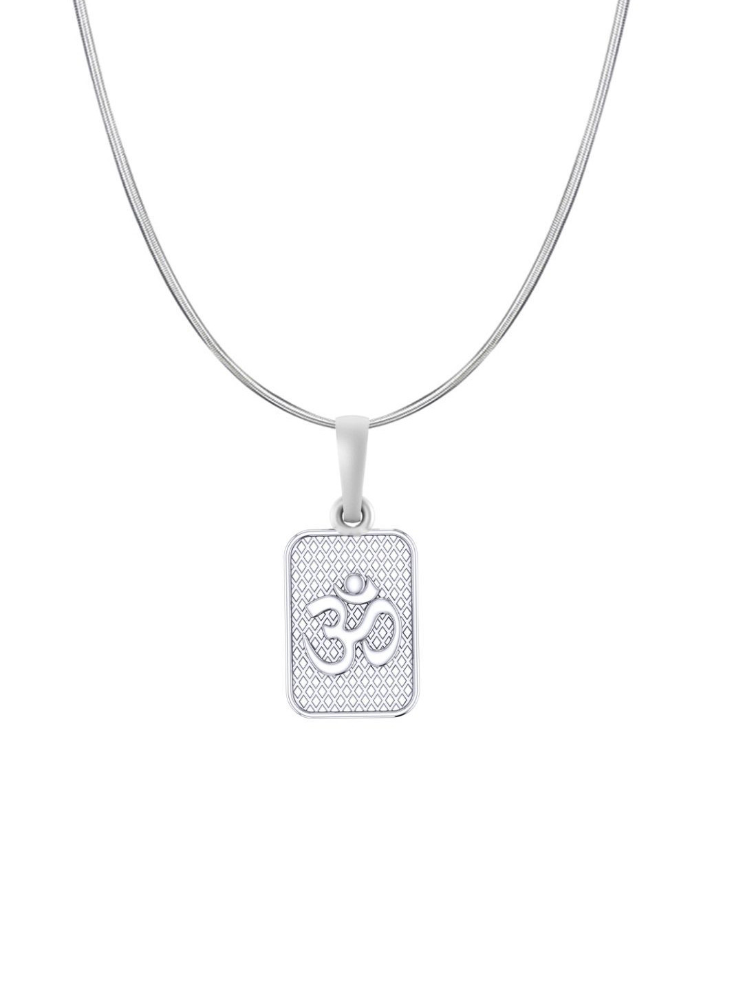 Metronaut Men 925 Sterling Silver Om Pendant With Snake Chain