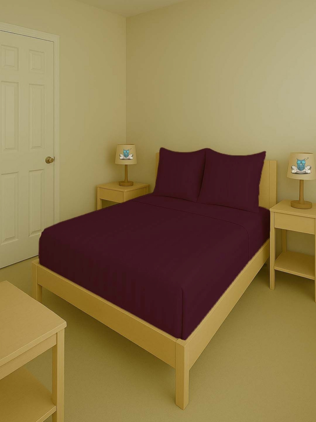 Sleeping Owls- because your sleep matters Magenta King Bedsheet Set 2.74 m x 2.74 m