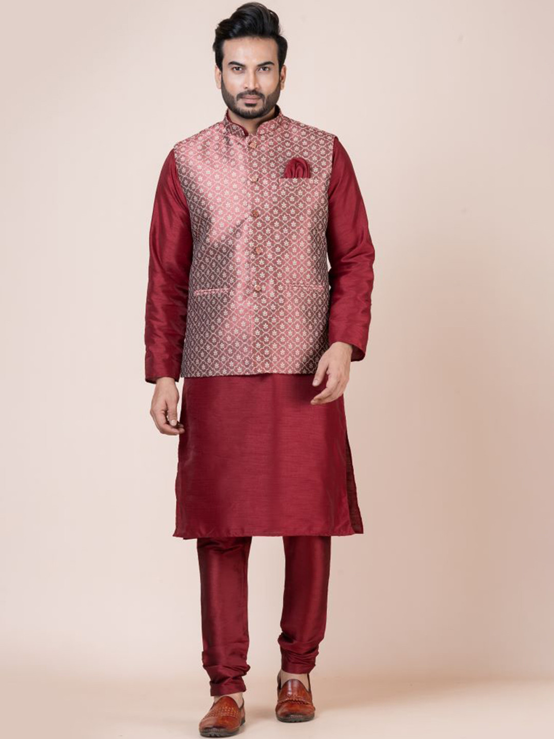 Nawaz's Kurta Men Regular Mandarin Collar Kurta Set