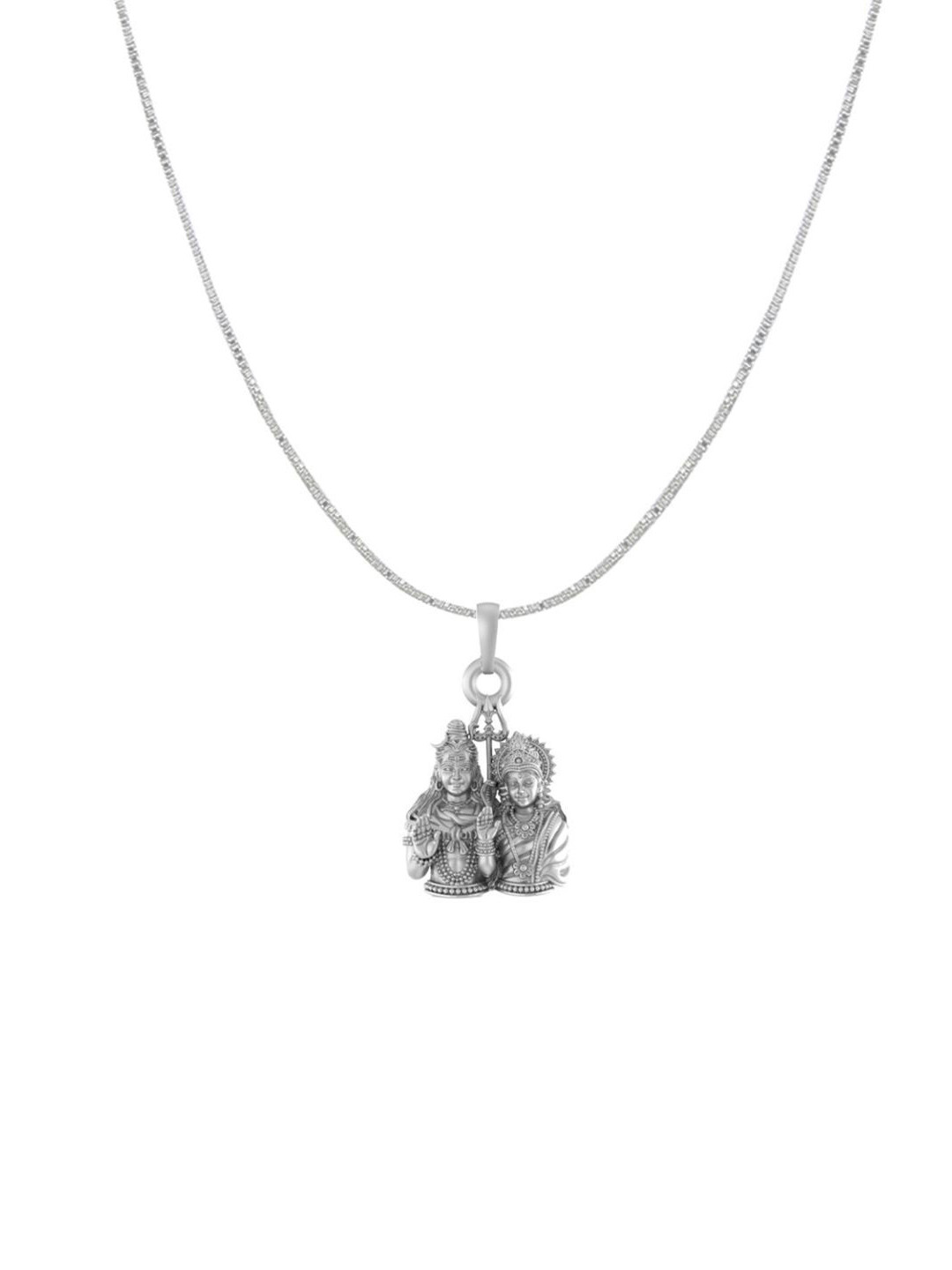 Metronaut 92.5 Sterling Silver Shiva Parvati Goddess Pendant with Box Chain