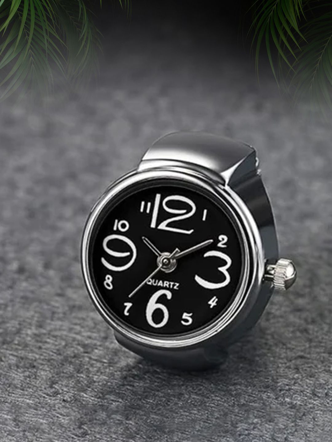 Peora Silver-Plated Analog Watch Stretchable Finger Ring