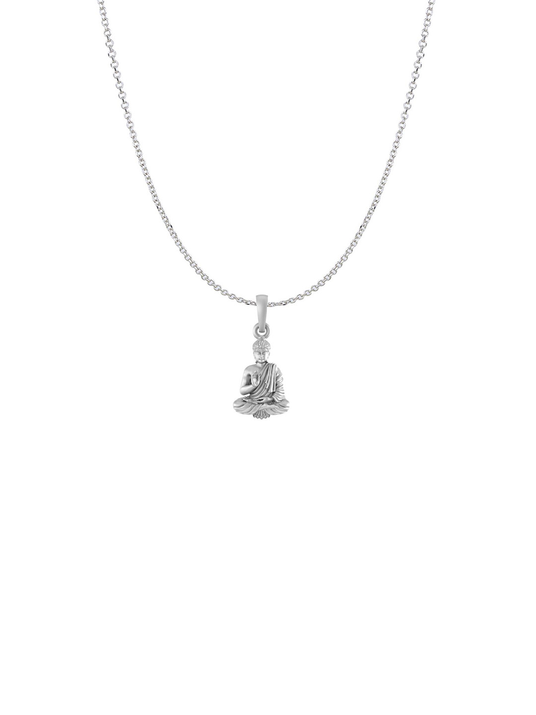 Metronaut 92.5 Sterling Silver Contemporary Buddha Pendant with Chain