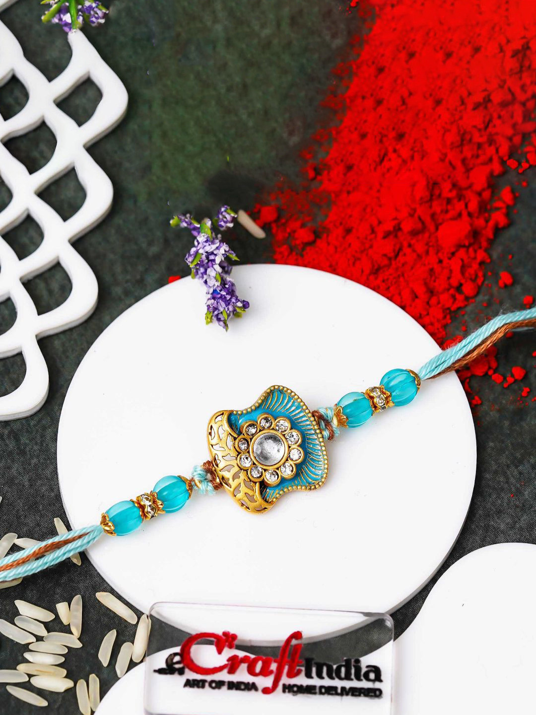 eCraftIndia Thread Beautiful Flower Rakhi