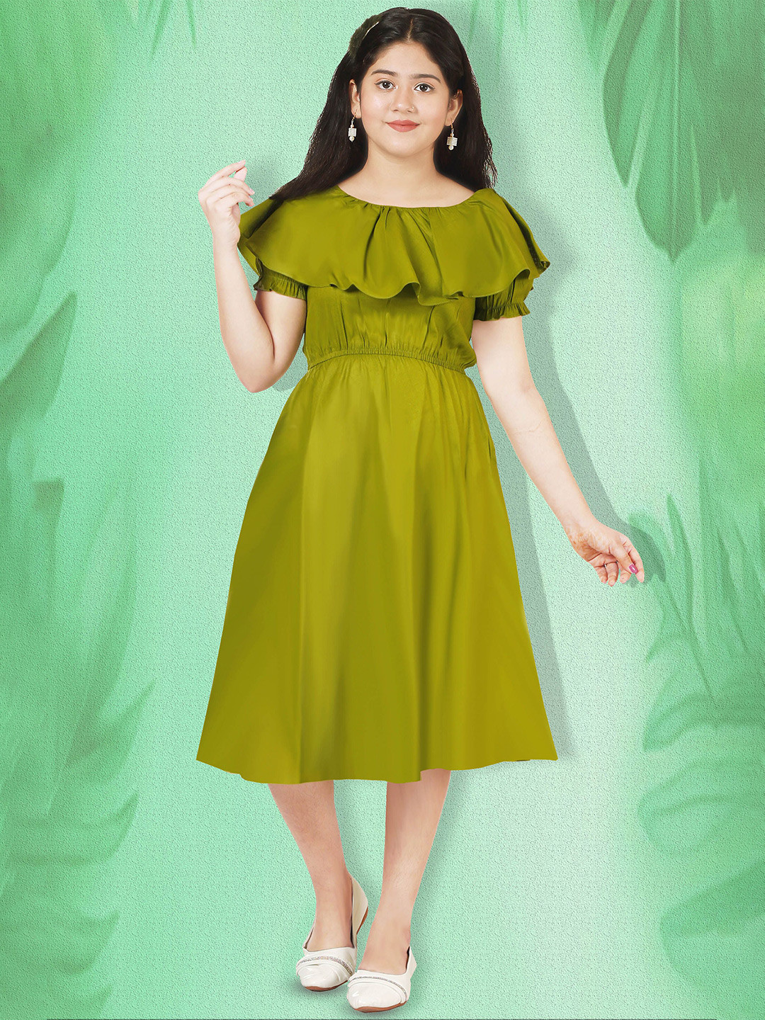KRISHTINA Girls Cotton Fit and Flare Dress
