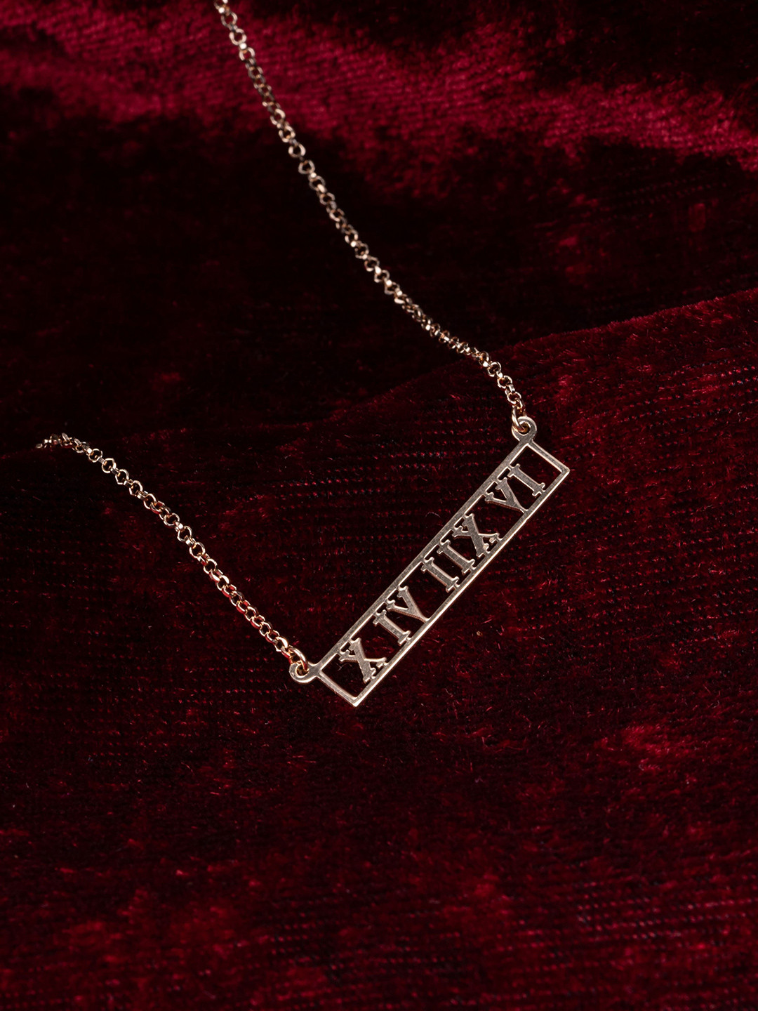 GLYTERS 925 Sterling Silver Rose Gold-Plated Numerology Chain