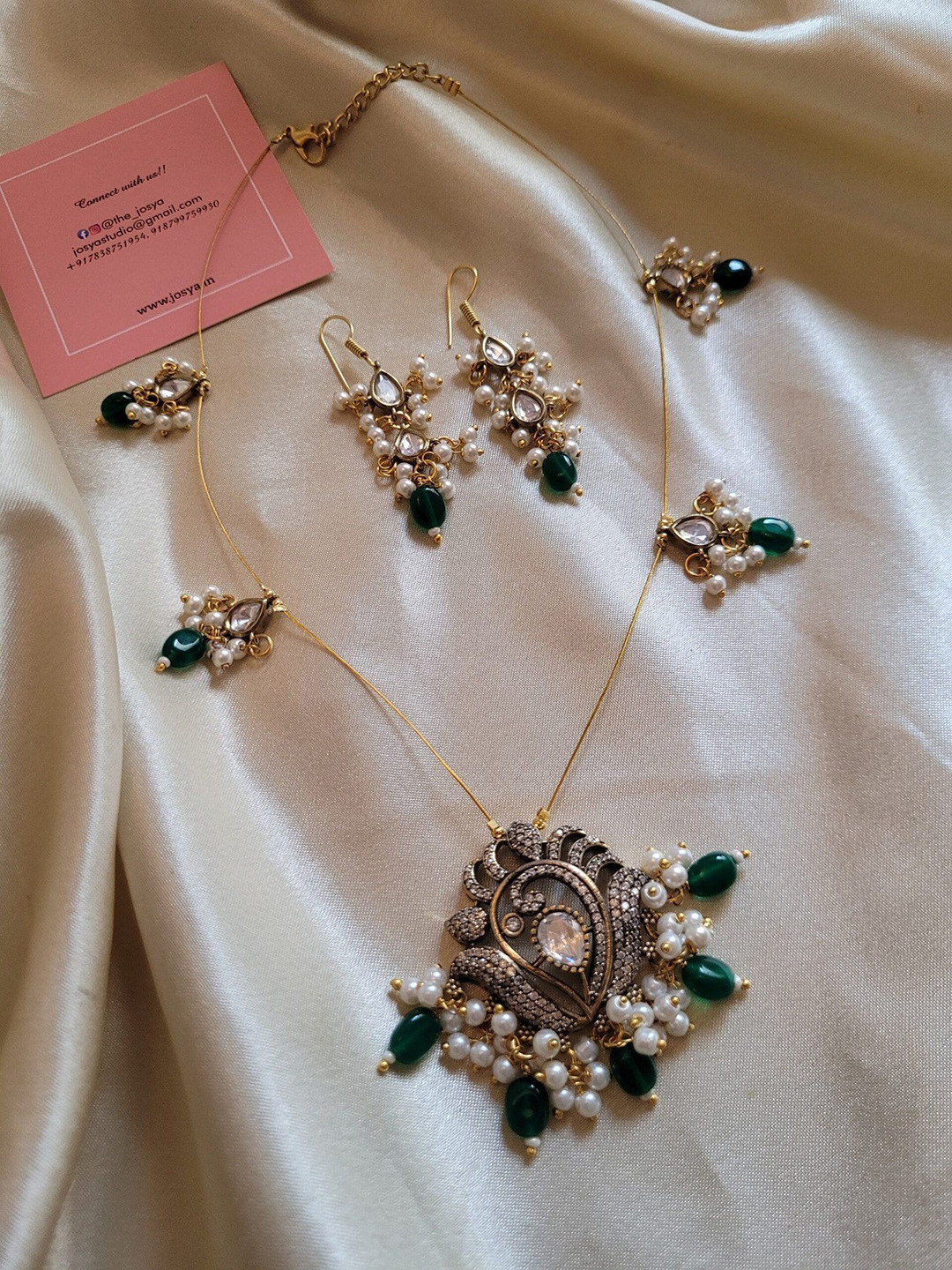 JOSYA Gold-Plated Kundan-Studded & Beaded Jewellery Set
