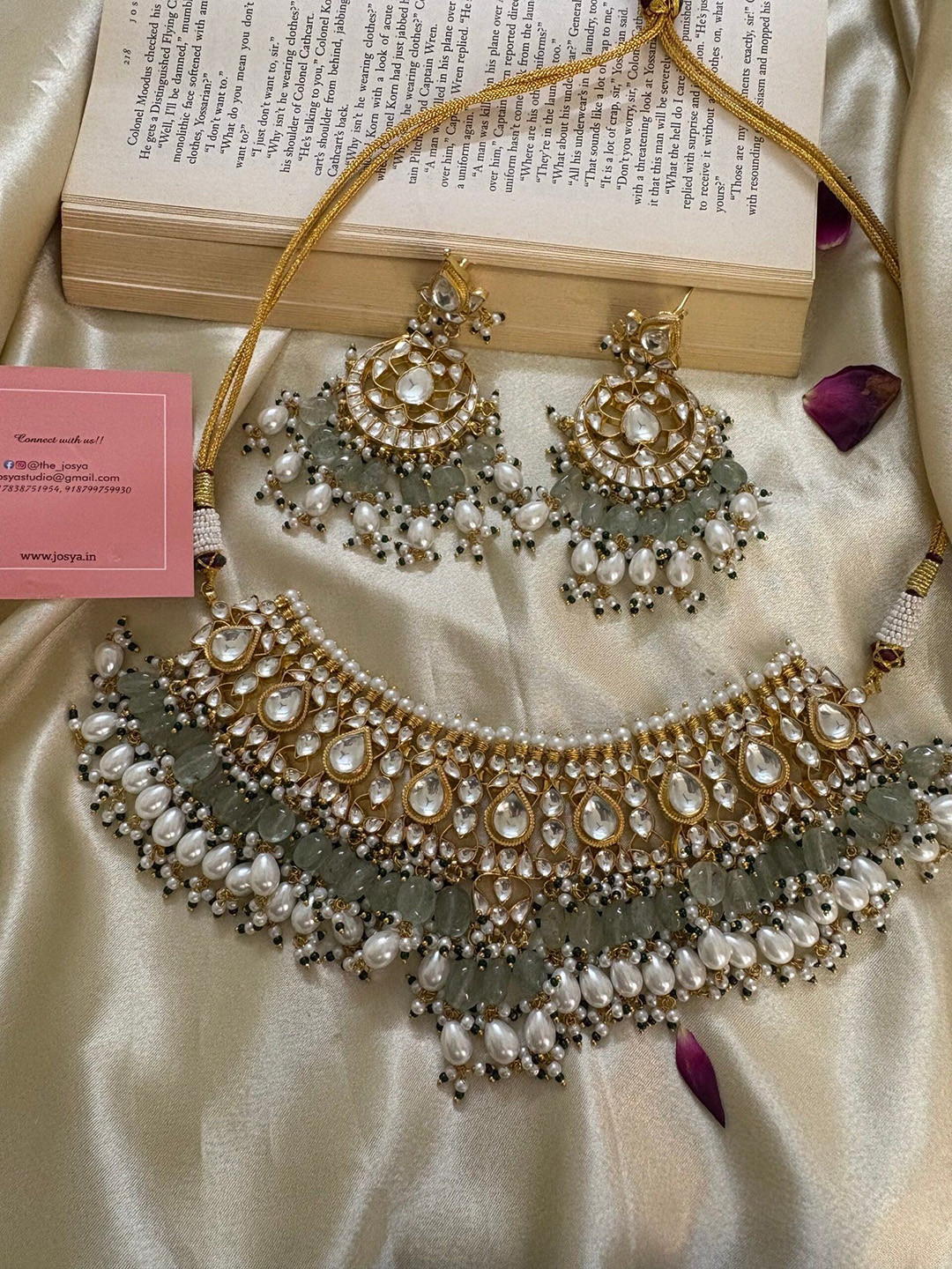 JOSYA Gold-Plated Kundan-Studded & Beaded Jewellery Set