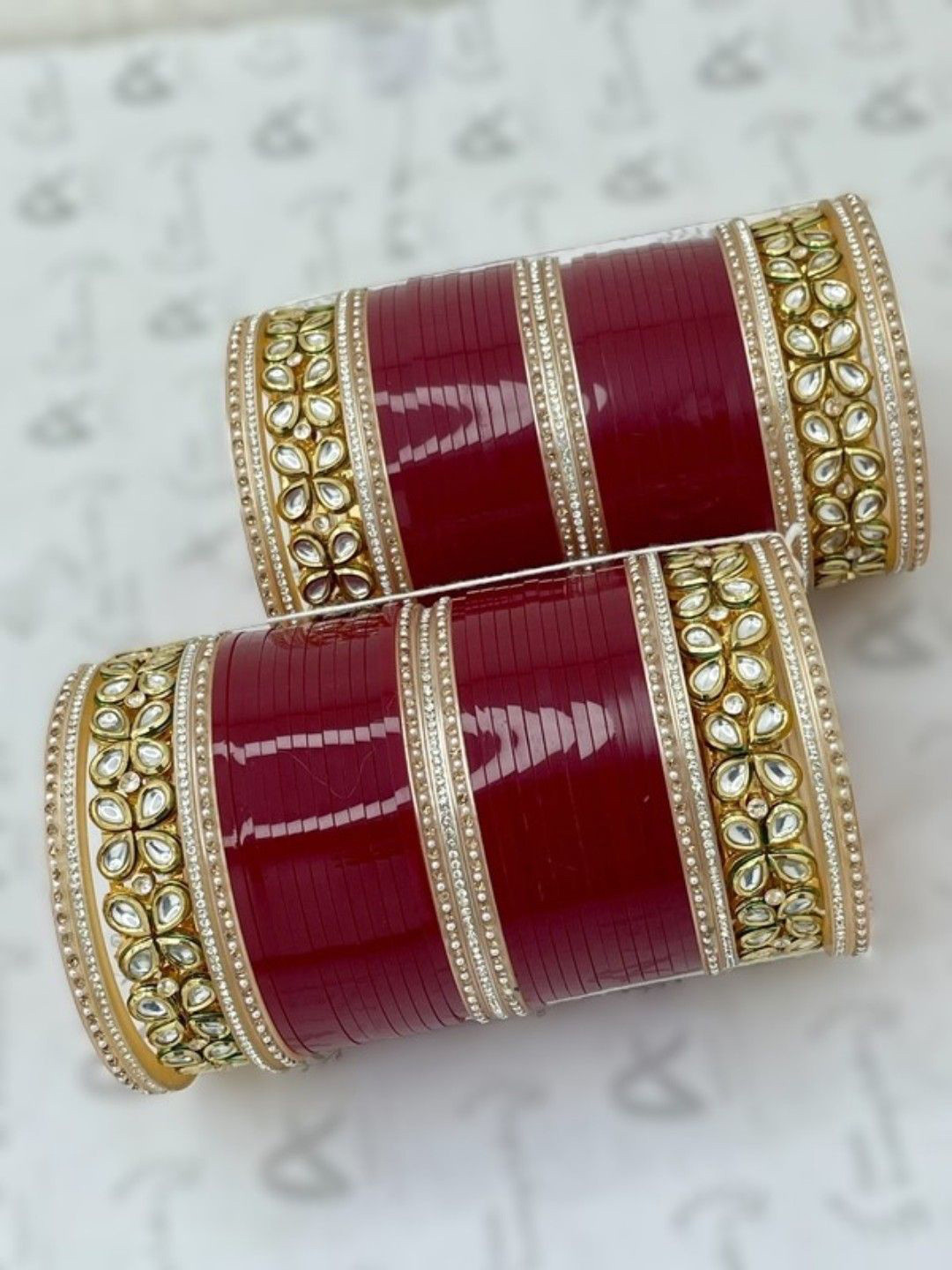 T4 JEWELS Set Of 74 Gold-Plated Kundan StuddedBridalChuda