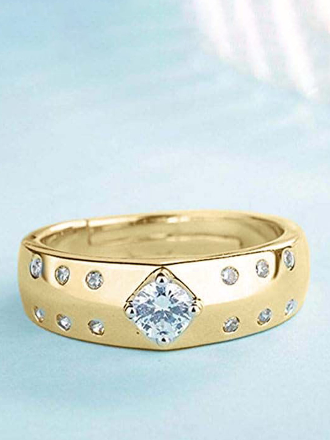 The Roadster Lifestyle Co Men American Diamond-Studded Adjustable Finger Ring