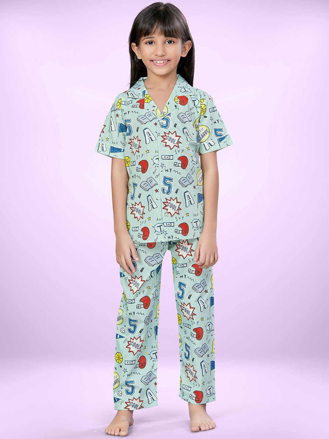 Sand Dune Unisex Kids Conversational Printed Night suit