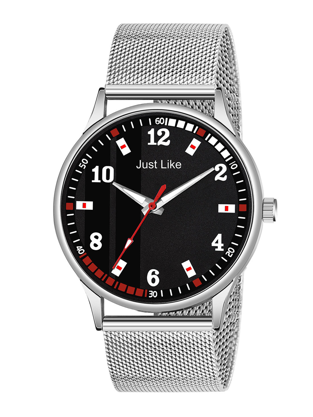 JUST LIKE Men Dial & Stainless Steel Straps Analogue Watch 1003 black slim sefar steel