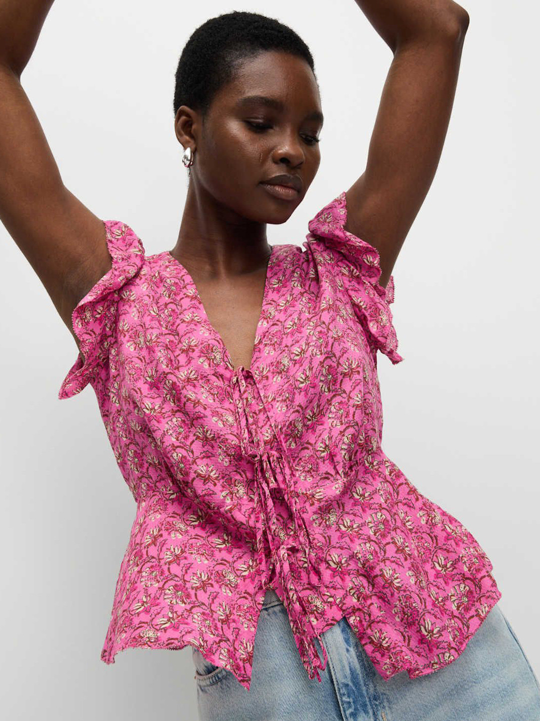 Marks & Spencer Women's Floral Tie Front Blouse