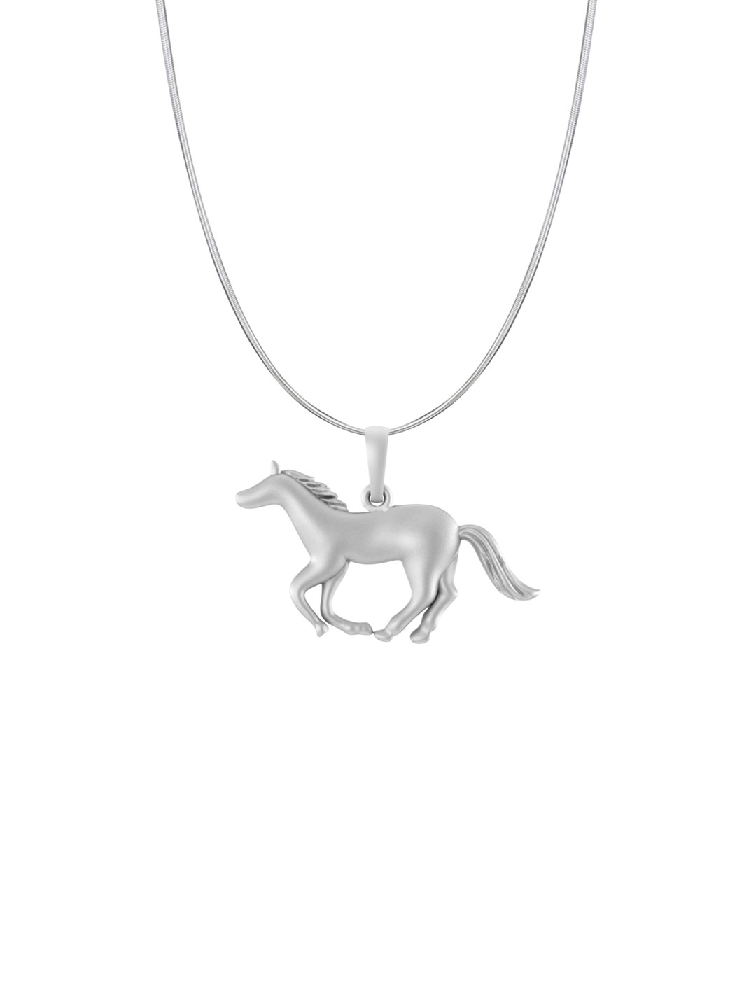 Metronaut Men 925 Sterling Silver Horse Pendant With Snake Chain