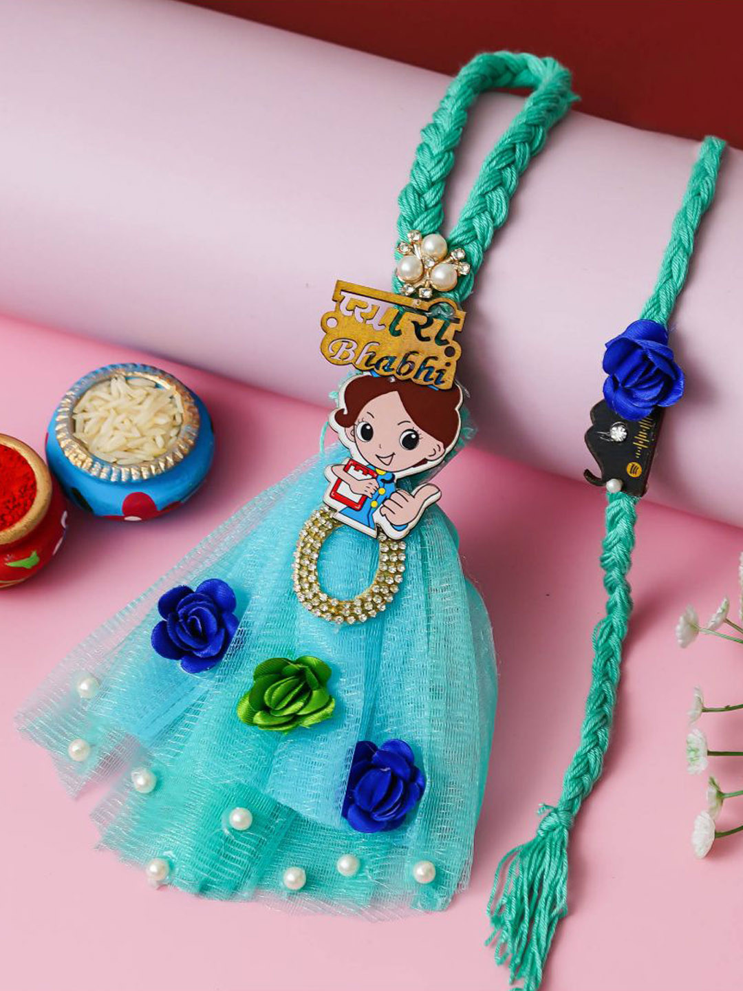 eCraftIndia Set Of 2  Pyari Bhabhi Doll Designer Thread Rakhis