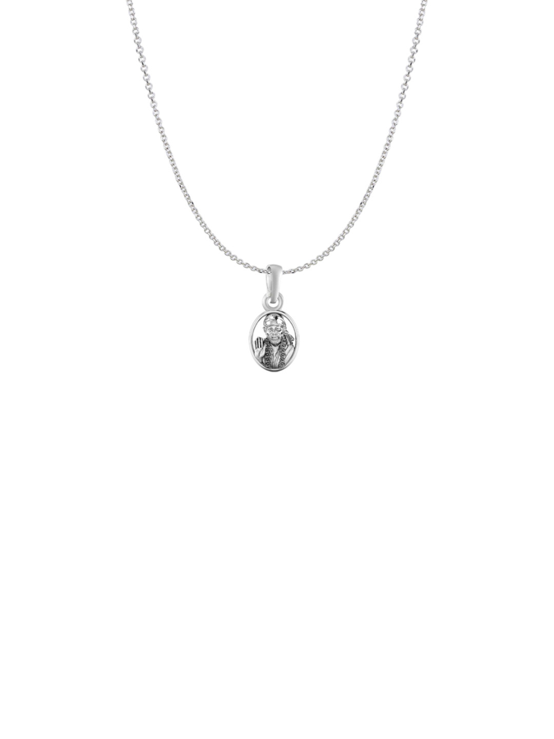 Metronaut 92.5 Sterling Silver Sai Baba Goddess Pendant with Anchor Chain