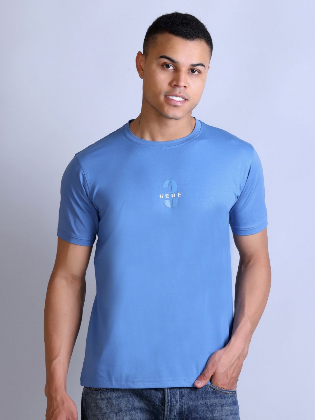 Parcel Yard Printed Round Neck Half Sleeve Tshirt