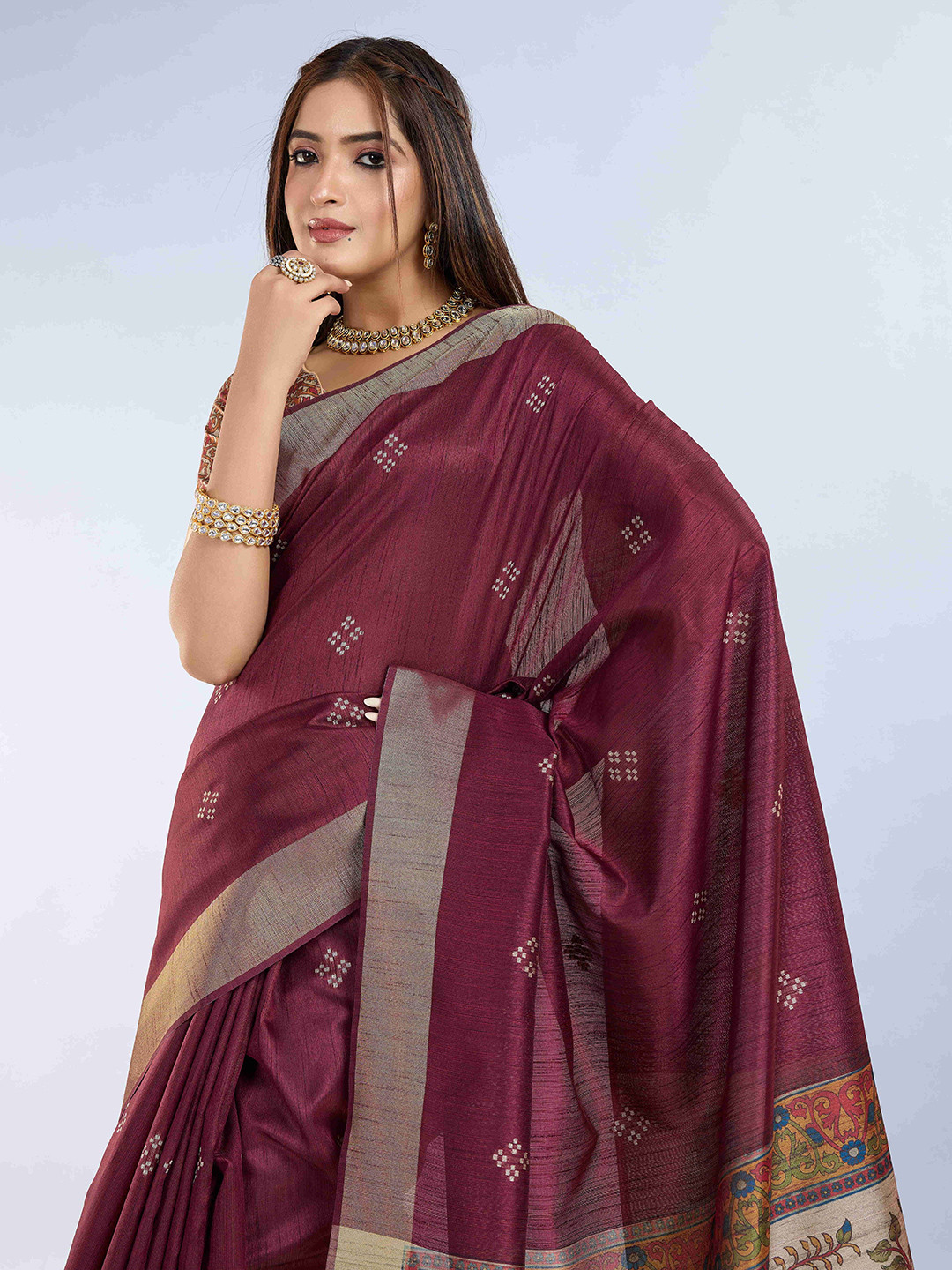 PBS PRINTS Kalamkari Zari Banarasi Saree