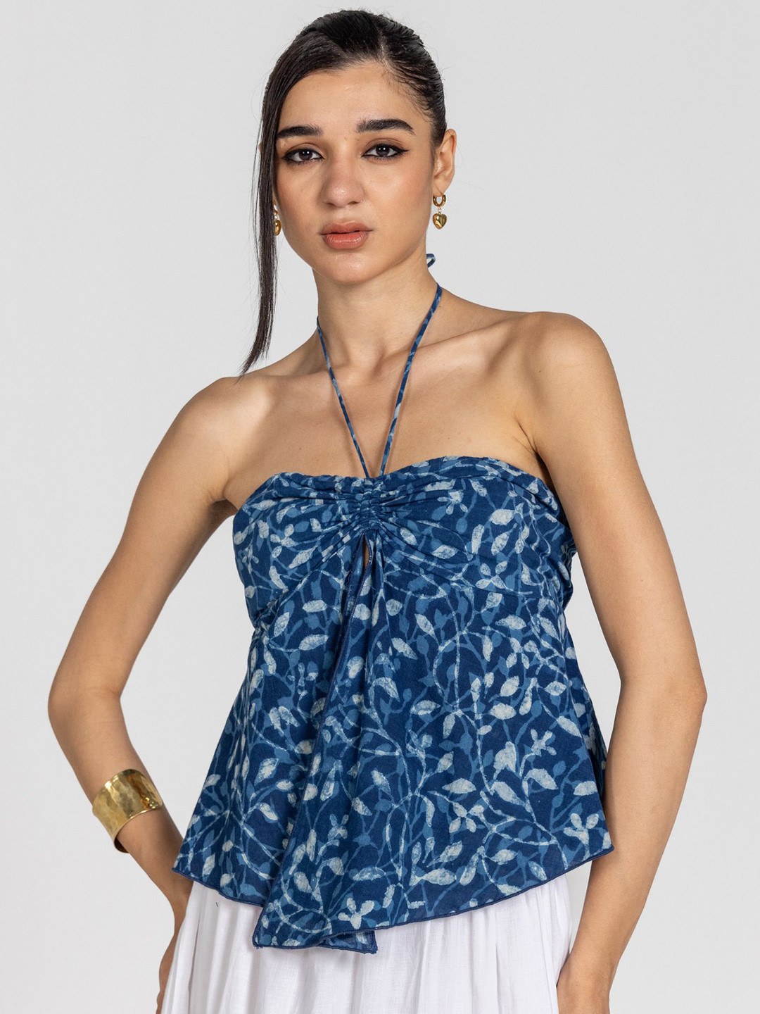 Past Modern Women's Abstract Printed Halter Neck Tube Top