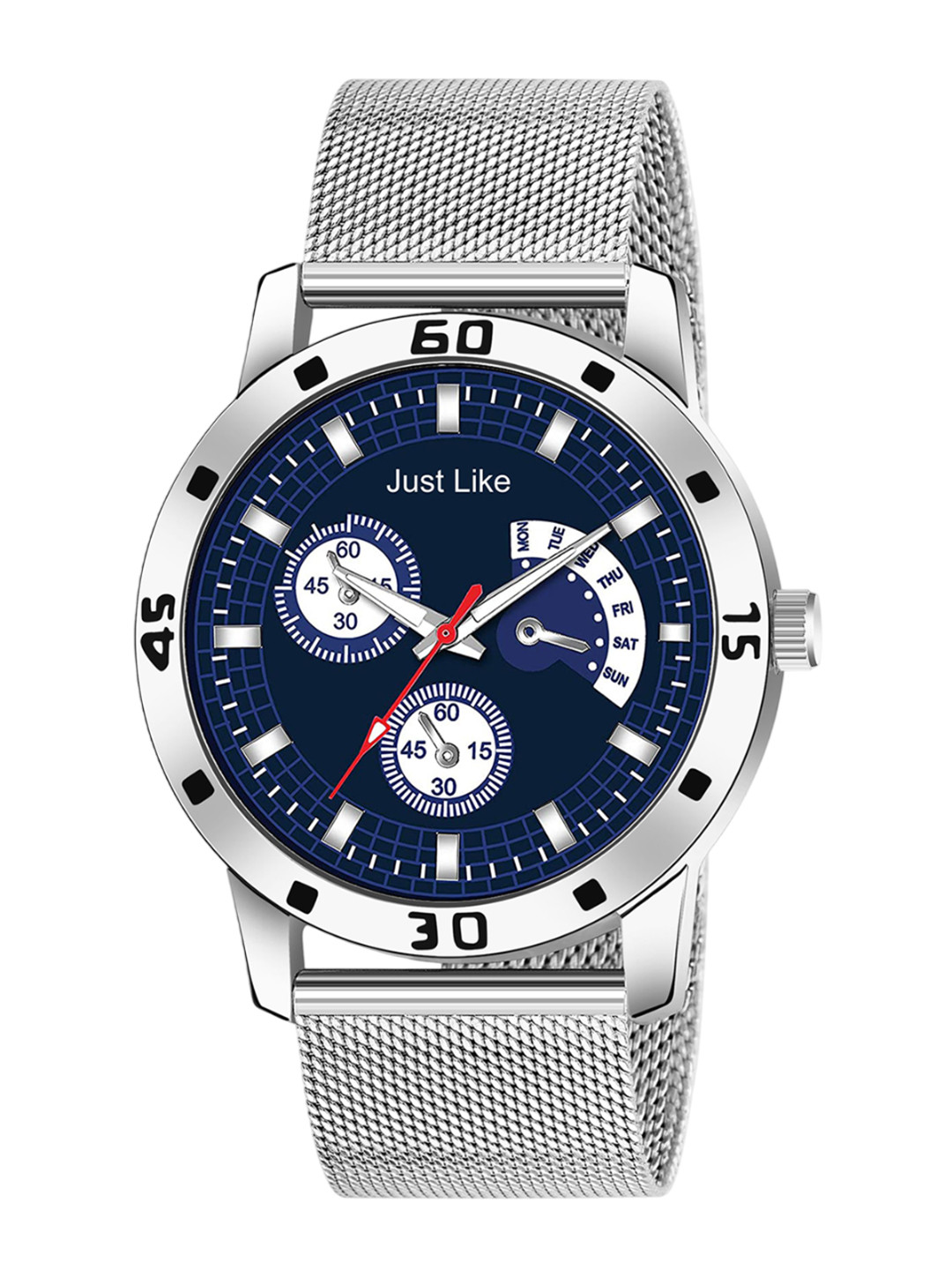 JUST LIKE Men Dial & Stainless Steel Straps Analogue Watch avio blue sefar steel watch