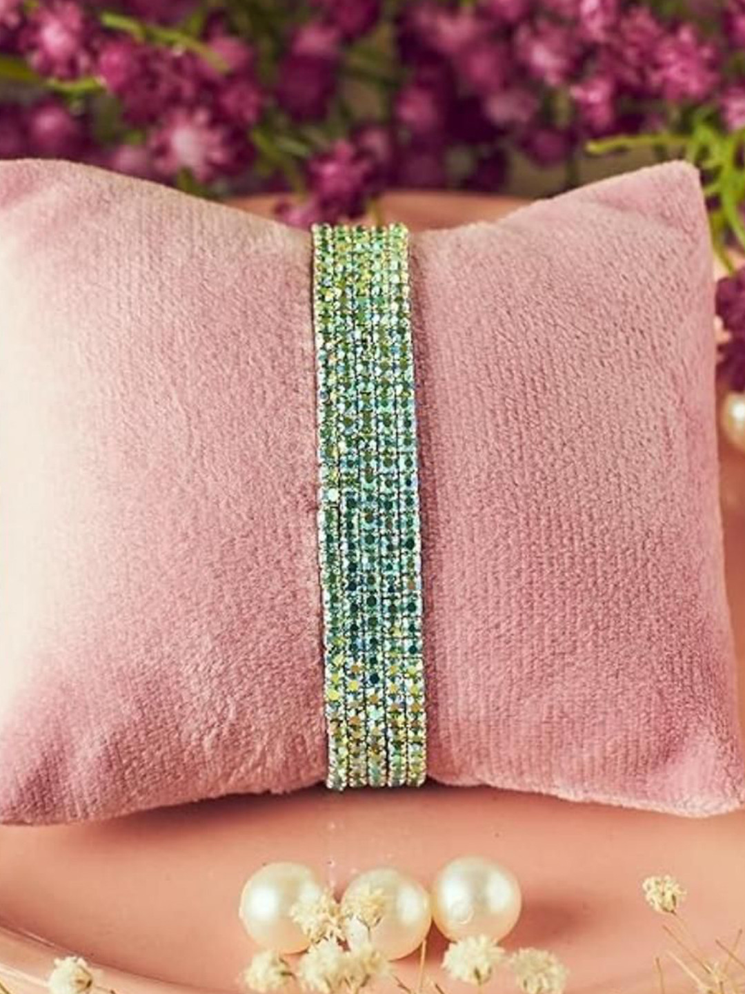 SALTY Women Set of 5 Stone Studded Twinkle Stretchable Elasticated Bracelets