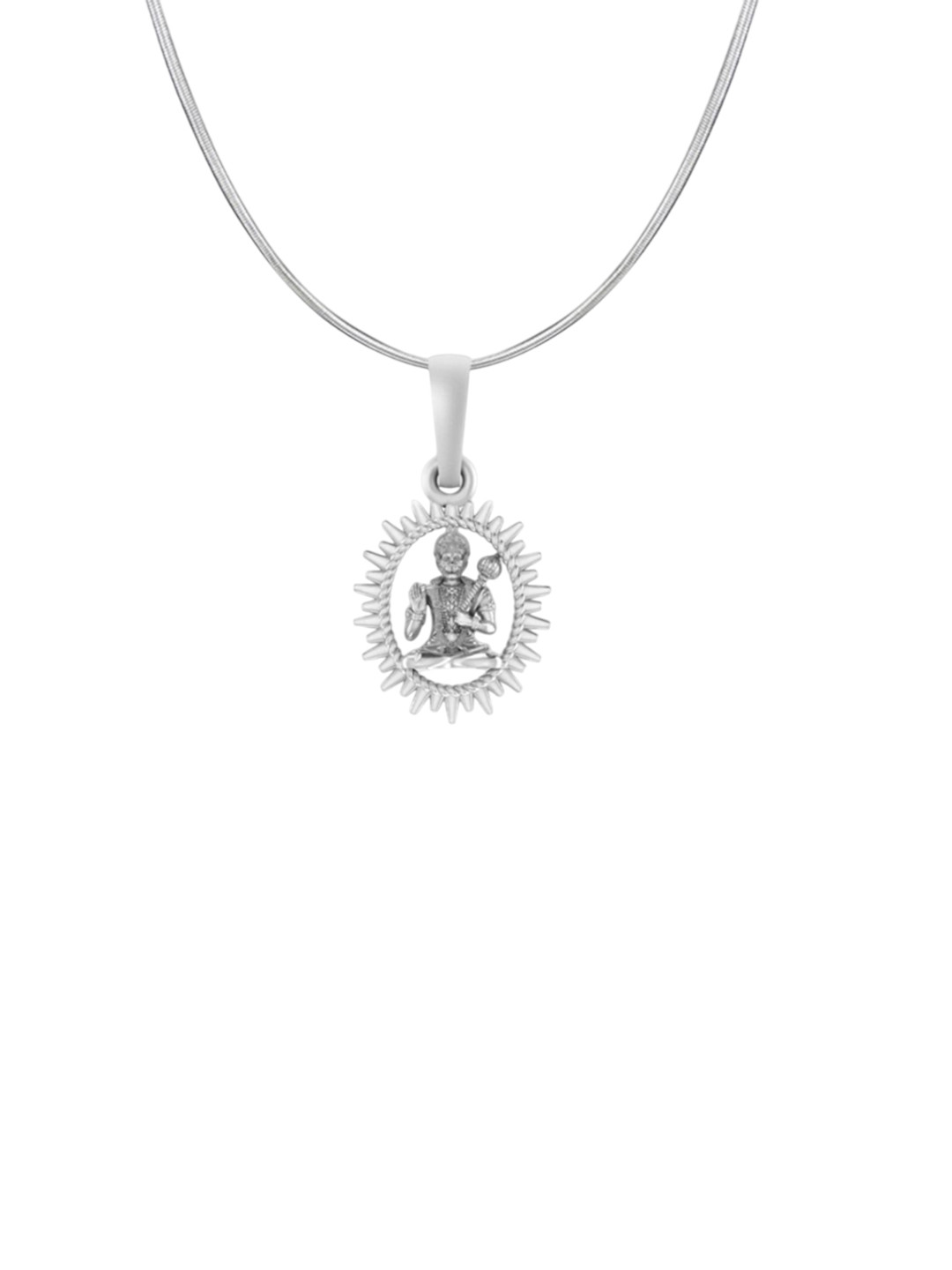Metronaut Men 925 Sterling Silver Hanuman Pendant With Snake Chain