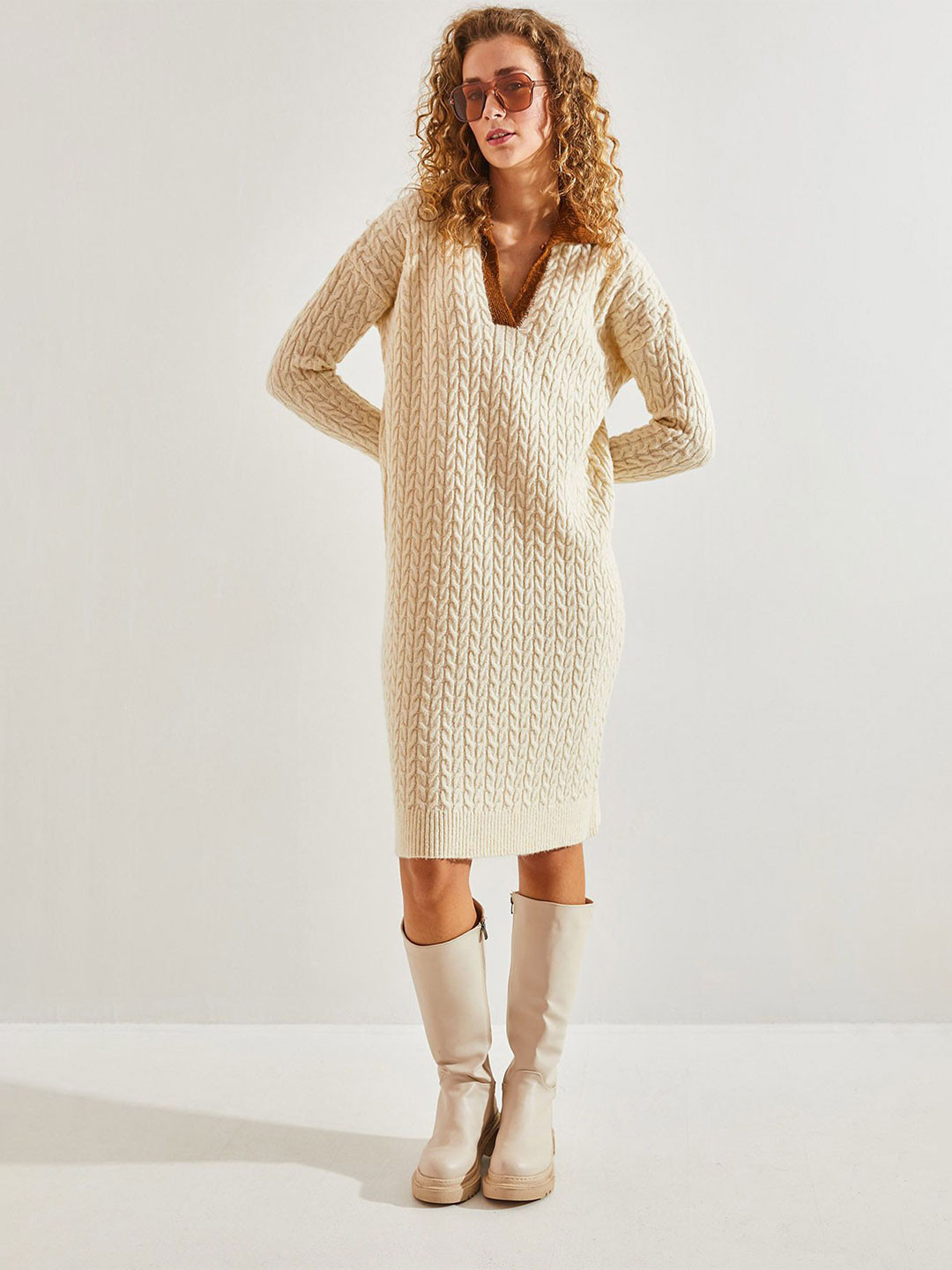 BIANCO LUCCI Women Shirt Collar Jumper Dress