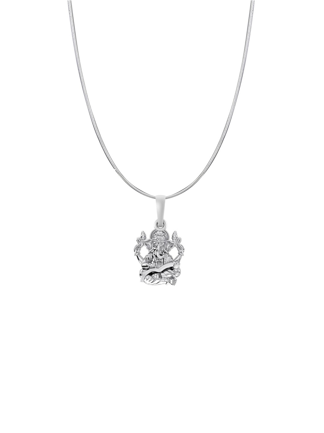 Metronaut Men 925 Sterling Silver Ganesh Pendant With Snake Chain
