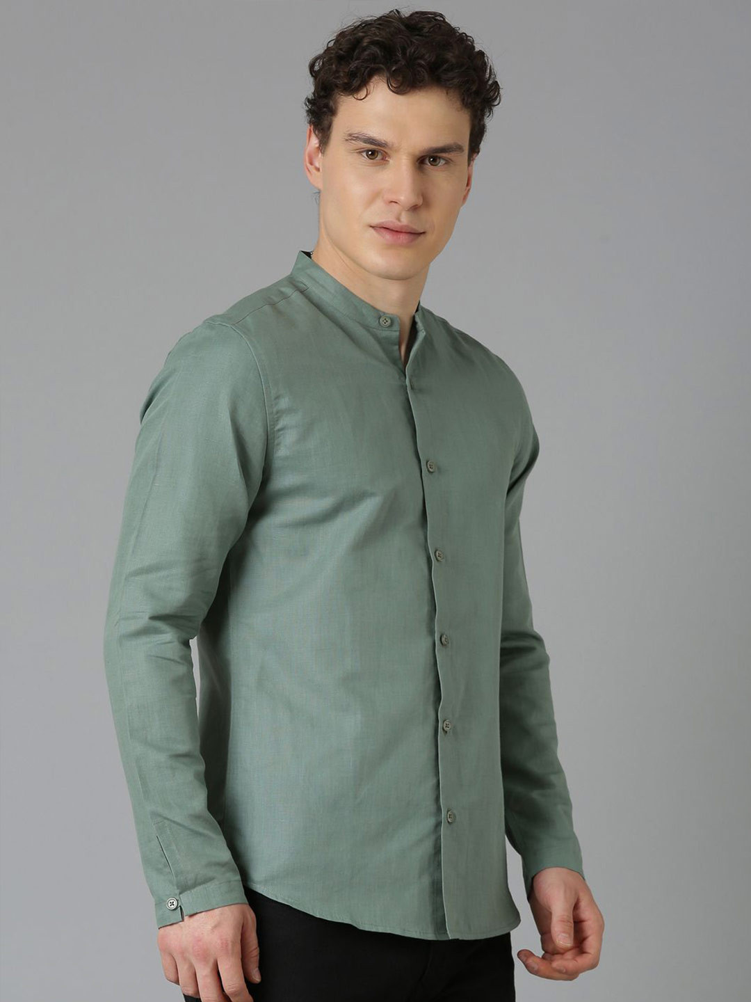 Mast & Harbour Men Solid Cotton Linen Standard Fit Shirt