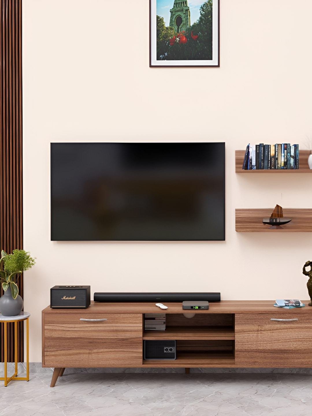 SPYDER CRAFT Brown Engineered Wood Spyder Craft Matte Finish TV Entertainment Unit
