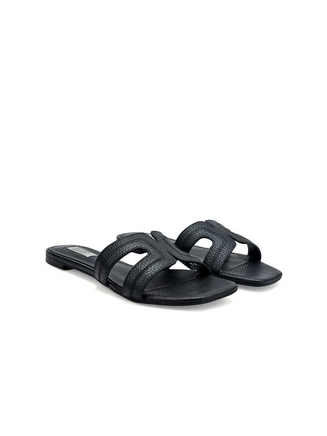 ROSSO BRUNELLO Women Leather Open Toe Flats with Textured