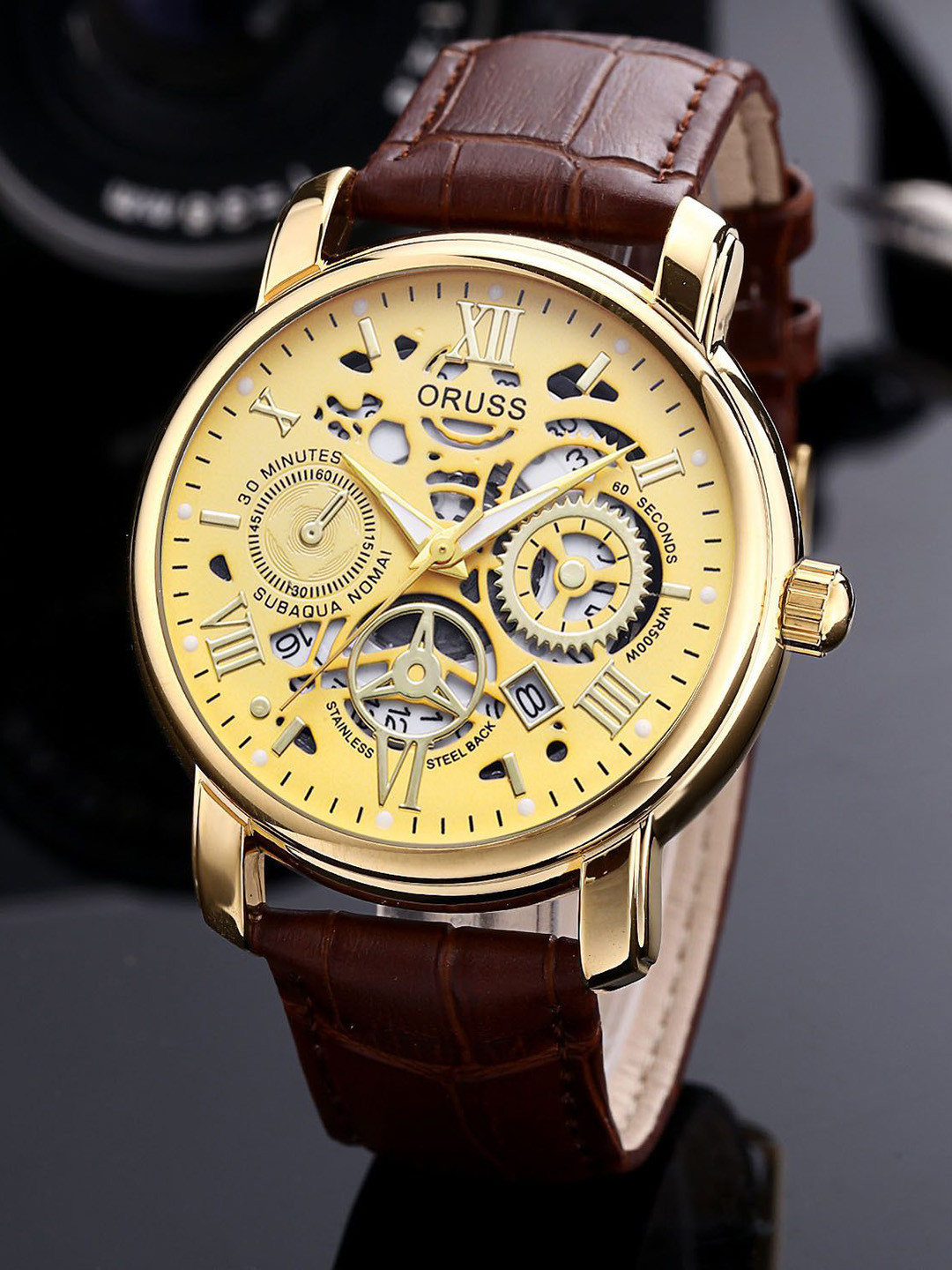 ORUSS Men Dial & Leather Straps Analogue Watch HFBFCBCAFDHE