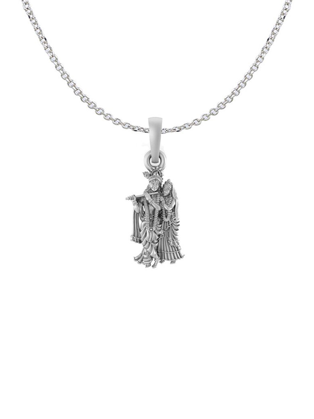Metronaut 925 Sterling Silver Radha Krishna Pendant With Anchor Chain