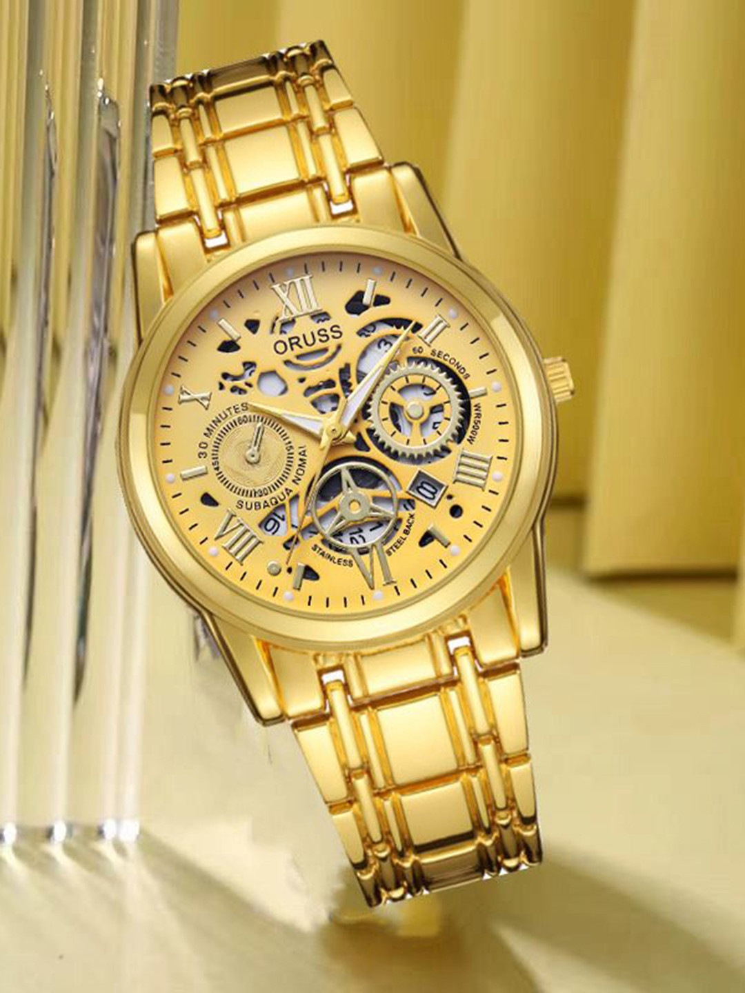 ORUSS Men Dial & Stainless Steel Straps Analogue Watch IHGIJBFDJBED