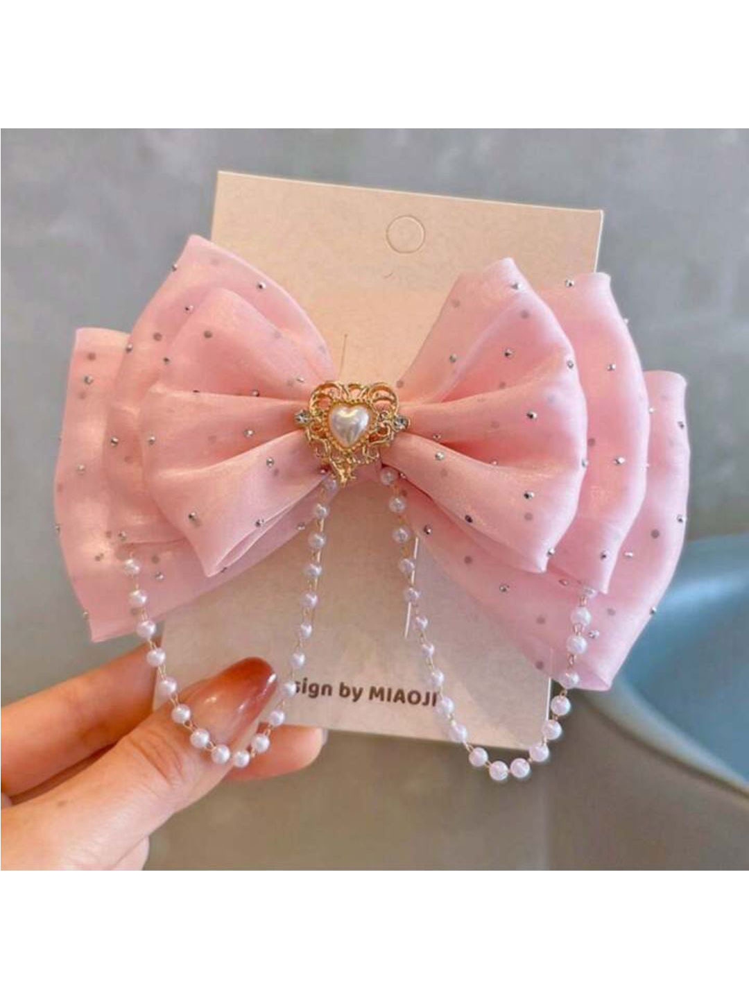 Ziory Girls Embellished Beaded Bow Hair Clip