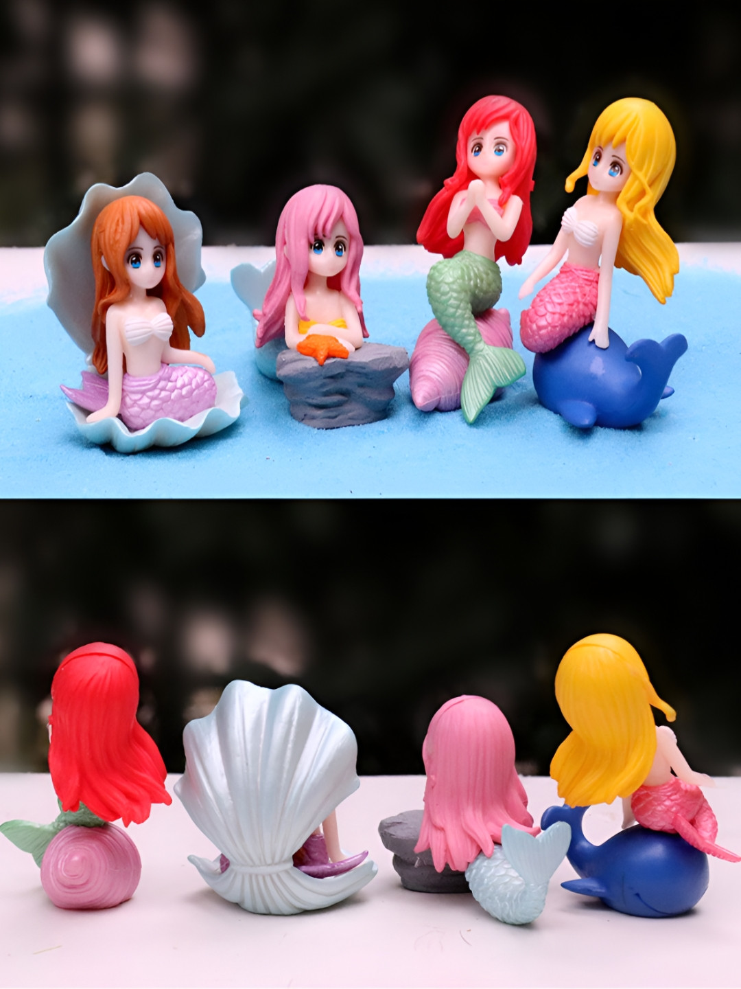 Spiaty Shell Mermaid Pink Polyresin Glossy Prayer Room Set of 4 Medium Showpieces - 6 Inches