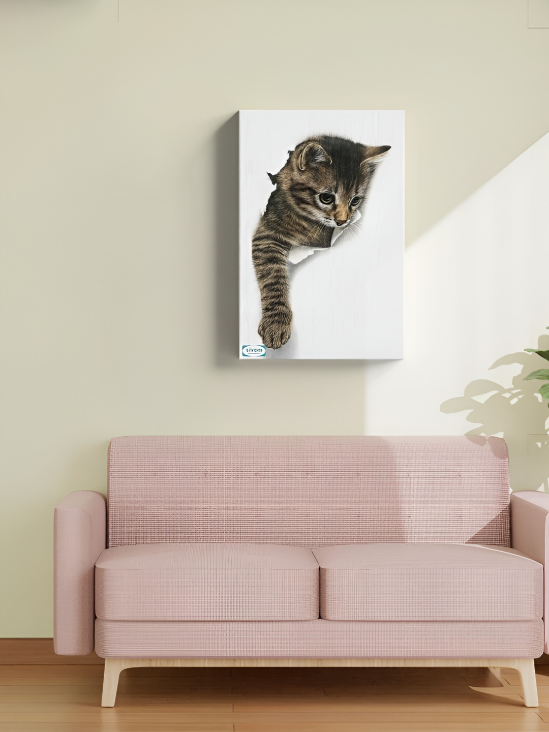 SIVOM White & Grey Tomcat Canvas Painting Wall Art