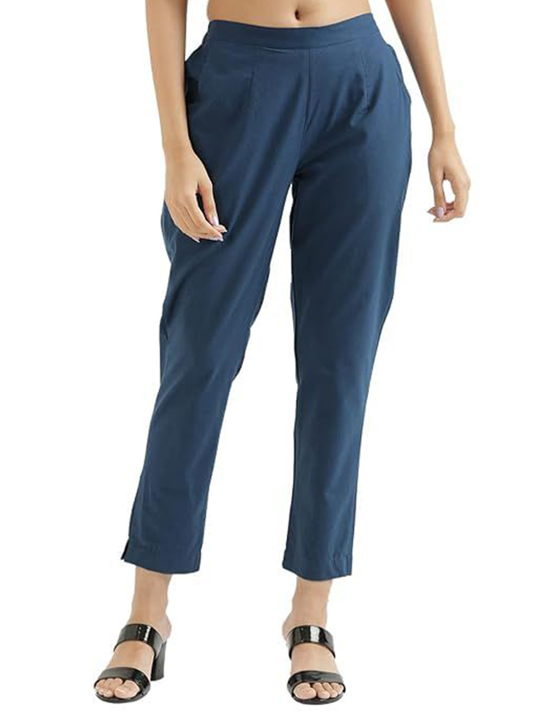 DIGITAL SHOPEE Women High-Rise Slim Fit Cotton Trousers