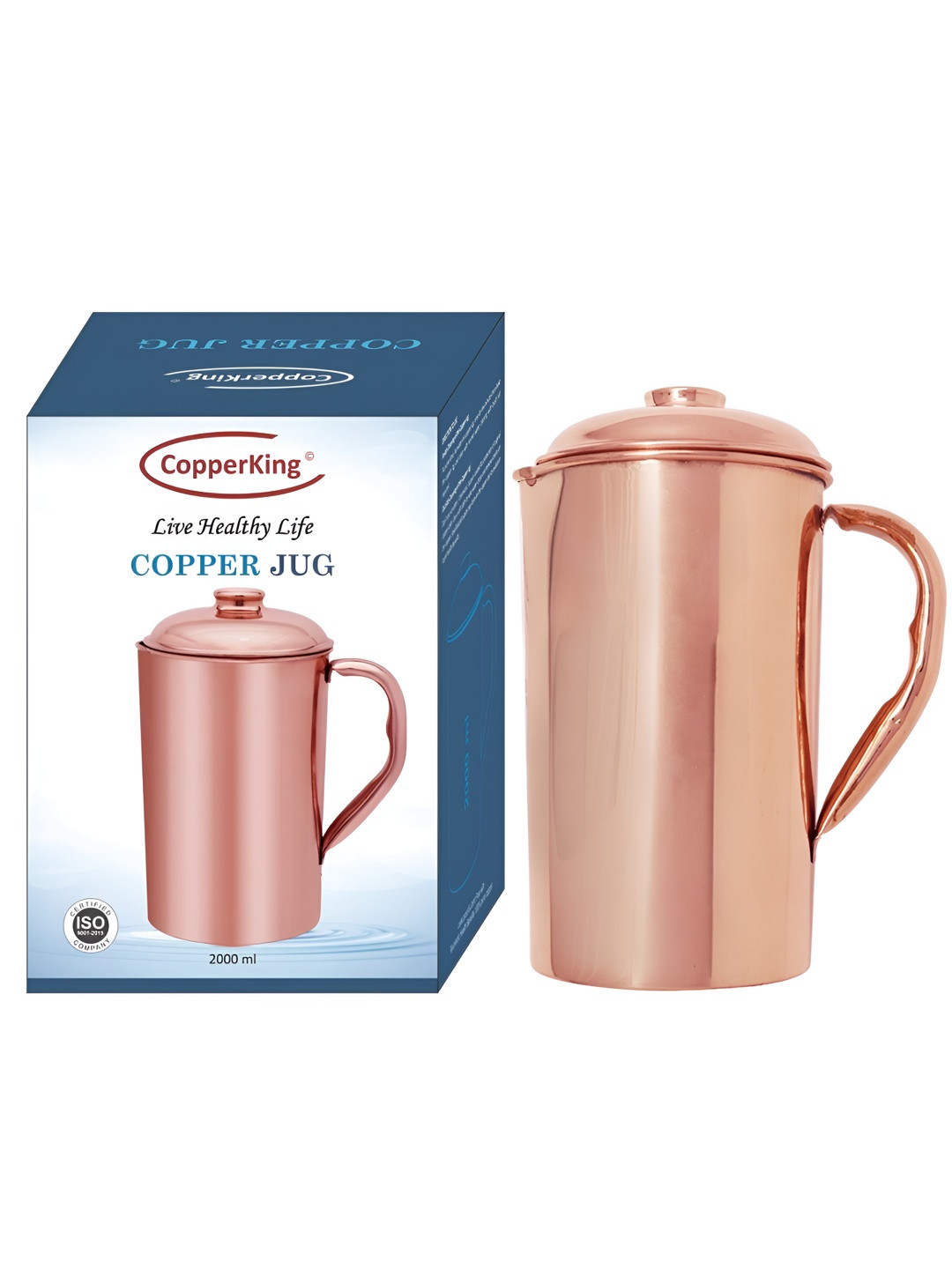 CopperKing Easy To Clean Ayurvedic Health Benefits Pure Copper Water Jugs 2000ml