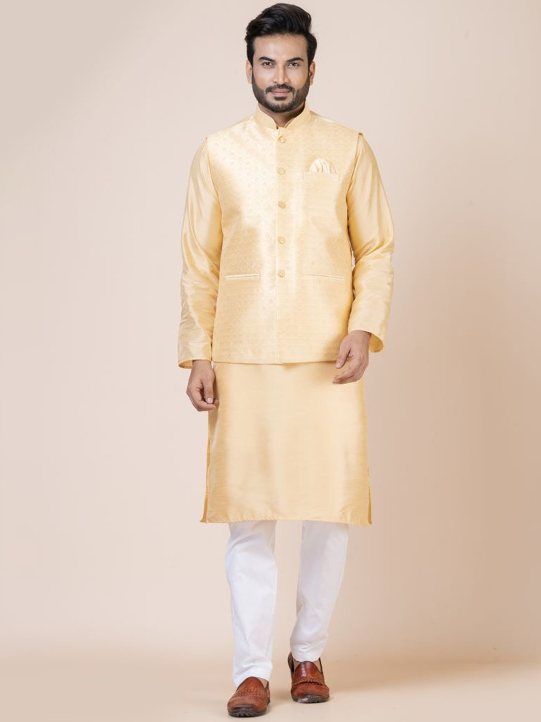 Nawaz's Kurta Men Regular Mandarin Collar Kurta Set
