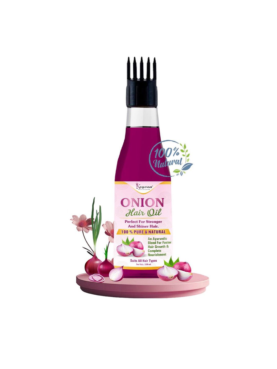 KEYOZA 100% Natural Onion Hair Oil For Stronger And Shiner Hair - 100 ml