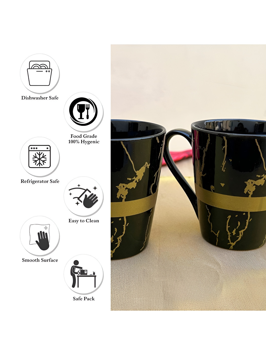 Divy Aarambh Stories Tropical Rain Forest World Toucan Inspired Black Abstract Ceramic Microwave Safe 2 Piece Mug-150ml